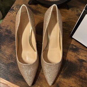 Nine West Sparkling Gold Heels